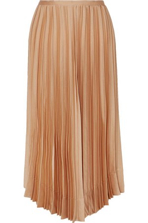 Frankie Shop | Chloe asymmetric pleated satin midi skirt | NET-A-PORTER.COM