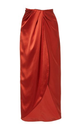 Draped Silk-Satin Midi Dress by Brandon Maxwell | Moda Operandi