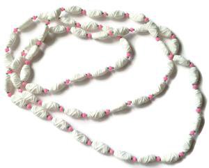 White Carved Bead Necklace w/ Pink Flowers circa 1960s – Dorothea's Closet Vintage