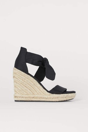 Wedge-heeled Sandals - Black