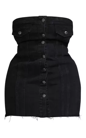 Plus Black Corset Button Up Bodycon Dress | PrettyLittleThing USA