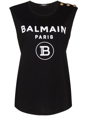 Balmain Logo Print Tank Top - Farfetch