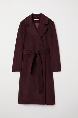 Wool-blend coat - Burgundy - Ladies | H&M