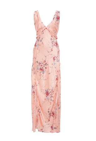 pink silk floral maxi dress