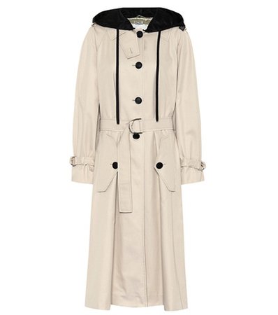 Hooded cotton trench coat