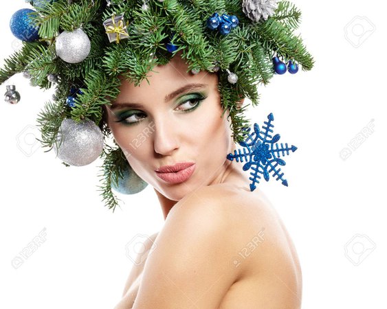 Christmas Winter Woman. Beautiful New Year And Christmas Tree.. Stock Photo, Picture And Royalty Free Image. Image 34387284.