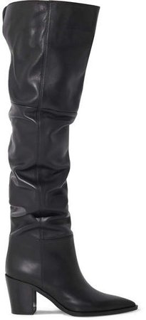 80 Leather Over-the-knee Boots - Black