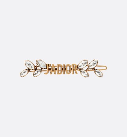 White Crystal J’Adior Laurier Antique Gold-Finish Hair Pin - Fashion Jewellery - Woman | DIOR