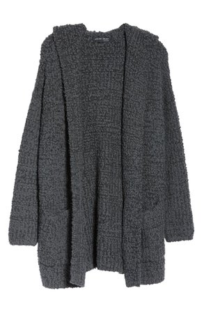 Barefoot Dreams® Bouclé Knit Hooded Cardigan grey