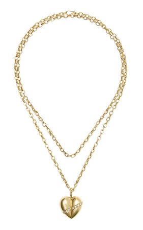 Vintage 18k Yellow Gold Diamond Heart Necklace By Jill Heller Vintage | Moda Operandi