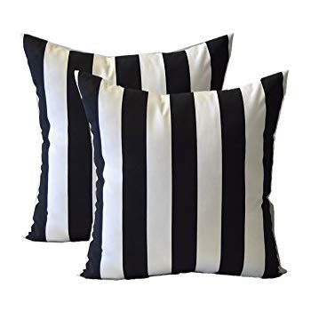 Black and white stripes throw pillows