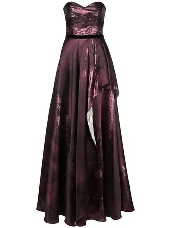 Marchesa Notte Metallic Draped Evening Dress Aw19 | Farfetch.Com