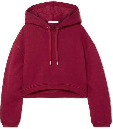 Dence Cropped Cotton-blend Hoodie - Burgundy