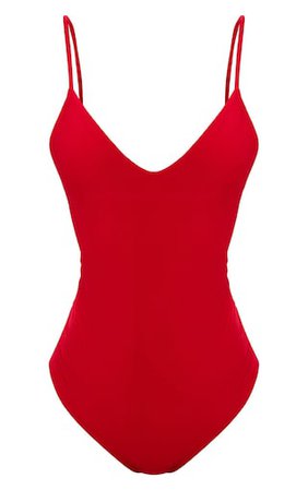 Shape Red Slinky Plunge Bodysuit.Bodysuits | PrettyLittleThing USA