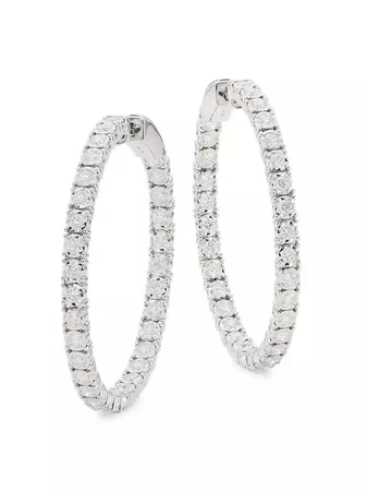 Shop Saks Fifth Avenue Collection 14K White Gold & 1.9 TCW Diamond Inside-Out Hoop Earrings | Saks Fifth Avenue