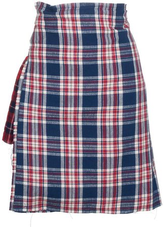 check asymmetric apron skirt