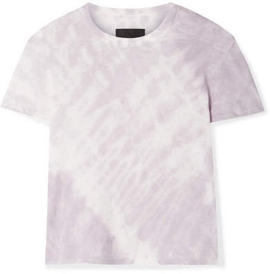 Rain Cropped Tie-dyed Cotton And Cashmere-blend Jersey T-shirt - Lavender