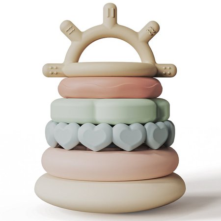 Moonkie Stacks of Circles Soft Teething Toy Educational Learning Stacking Ring Toys for Babies, 7 Piece Set - Walmart.com