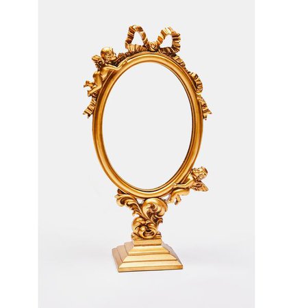Dolls Home Ornate Filigree Cherub Tabletop Mirror - Gold | Dolls Kill