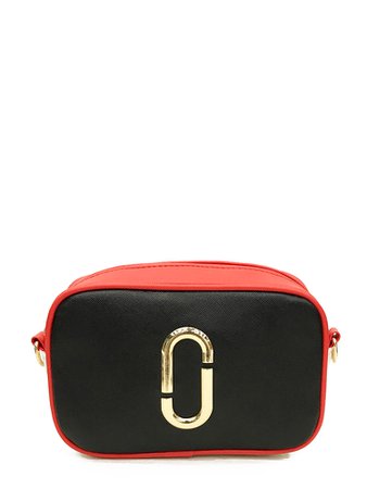 Two Tone Crossbody Bag With Striped Strap