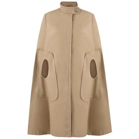 1960s Pierre Cardin Camel Poncho With Futuristic Pocket Detail For Sale at 1stdibs