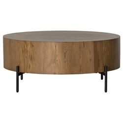 Arteriors Jacob Rustic Lodge Washed Wood Round Drum Coffee Table - Small