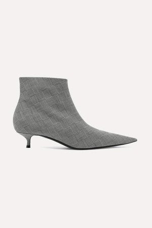 Knife Checked Wool Ankle Boots - Gray