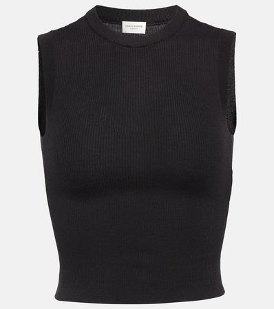 Wool Cashmere And Silk Blend Top in Black - Saint Laurent | Mytheresa