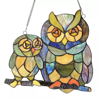 Shop River of Goods 11-inch Tiffany Style Stained Glass Friendly Owls Window Panel - M - On Sale - Free Shipping Today - Overstock.com - 10569815