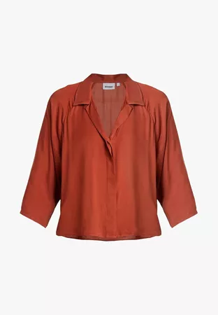 Weekday FRANCA BLOUSE - Button-down blouse - red rust - Zalando.co.uk