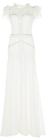 Jasmine Chiffon Cap-Sleeve Gown