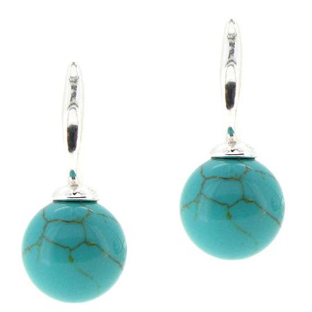 Sterling Silver Simulated Turquoise Ball Earrings