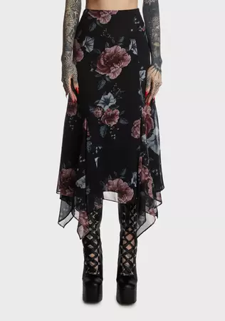 Widow Floral Print Maxi Skirt - Multi – Dolls Kill