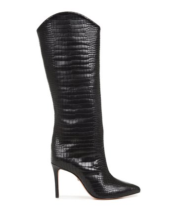 Schutz Maryana Snake-Print Leather Knee Boots | Neiman Marcus