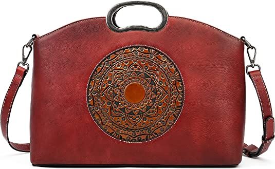 Amazon.com: ah arctic hunter Genuine Leather Handbags for Women, Organizer Crossbody Bag Large Satchel Vintage Embossing Totem Shoulder Bag (brown) : Clothing, Shoes & Jewelry