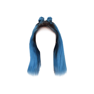 short blue hair space buns png