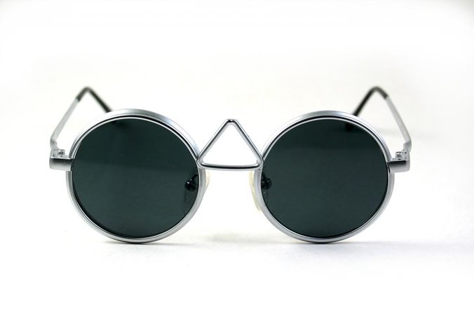 vintage round silver metal sunglasses flat lenses Hi Tek MOD-4009-1 | Hi Tek Webstore