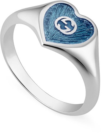 Extra Small Interlocking-G Blue Heart Ring