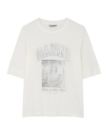 Ganni Organic Cotton T-shirt Ecru