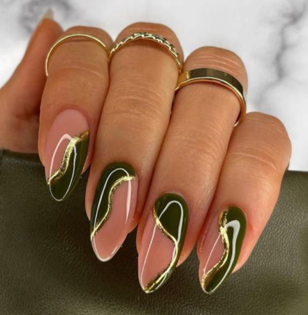 green and black nails