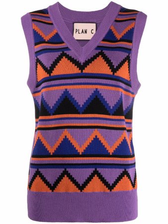 Plan C geometric-print knitted vest - FARFETCH