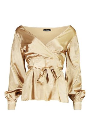 Tall Off The Shoulder Satin Blouse | Boohoo