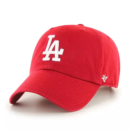 Los Angeles Dodgers 47 Brand Clean Up Dad Hat Red | Poleberg