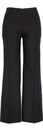 Valentino Crepe Couture Crop Flare Pants Black