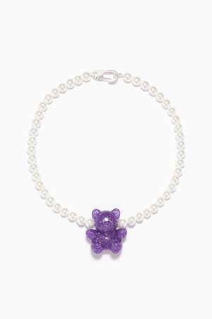 bimba y lola bear pearl necklace purple