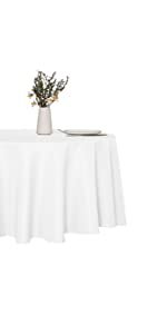 Amazon.com: sancua Round Tablecloth - 60 Inch - Water Resistant Spill Proof Washable Polyester Table Cloth Decorative Fabric Table Cover for Dining Table, Buffet Parties and Camping, White : Home & Kitchen