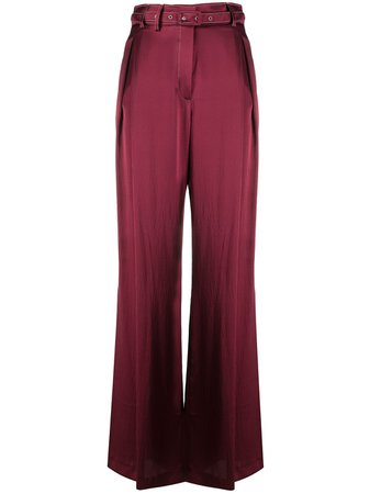 Shop red Gabriela Hearst wide leg silk flared trousers with Express Delivery - Farfetch