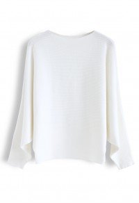 Chicwish $50 - Boat Neck Batwing Sleeves Crop Knit Top