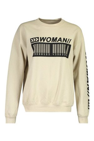 Woman Barcode Oversized Sweatshirt | Boohoo