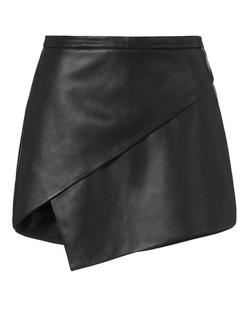 black leather wrapped miniskirt